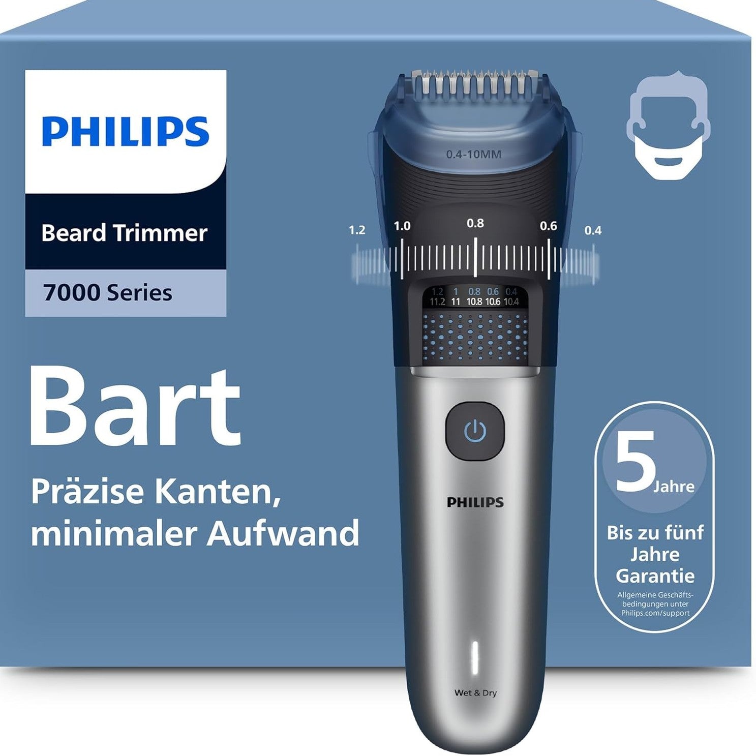 Philips Bartschneider Series 7000 BT7670/15 – Barttrimmer Herren, 40 Längeneinstellungen, BeardSense, Haarkollektor, wasserdicht - SmartRasur