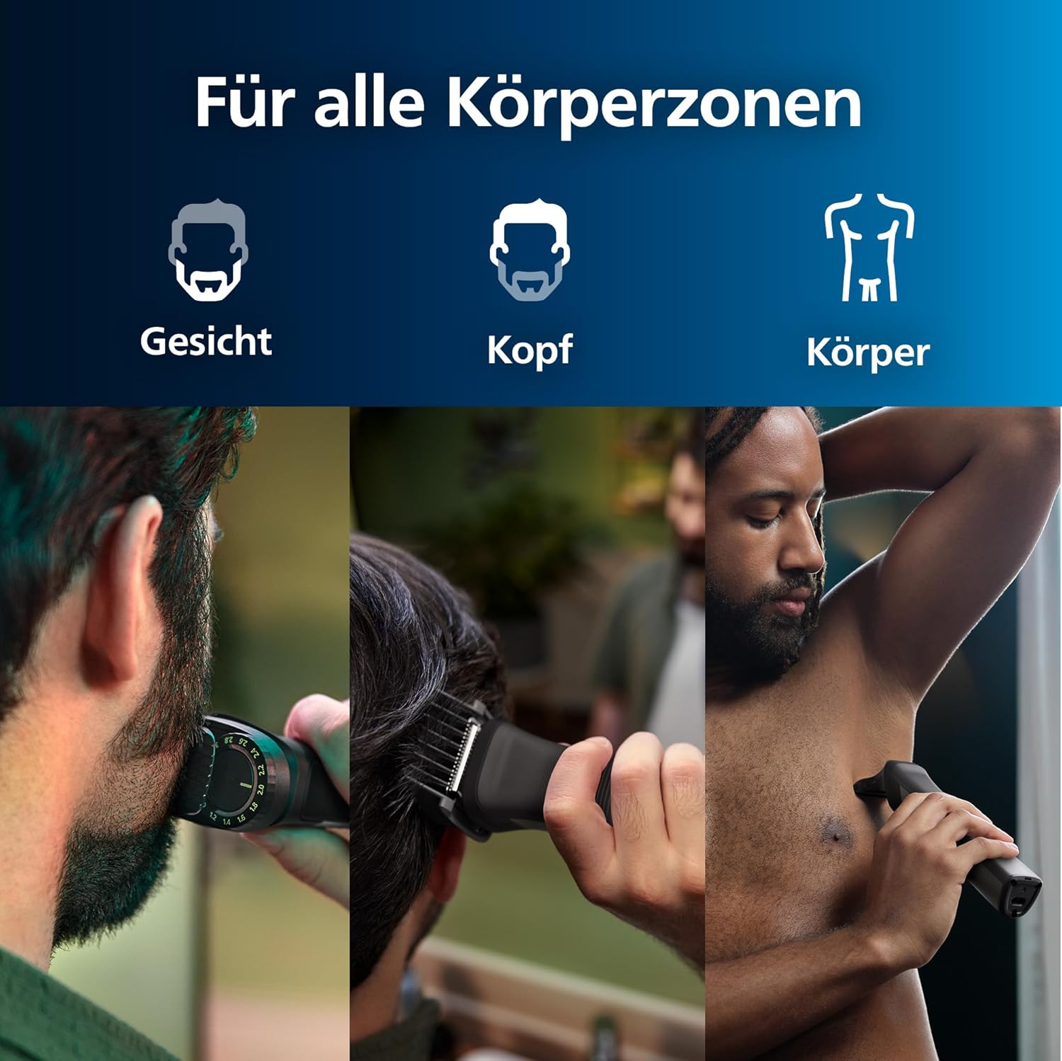 Philips Multigroom Series 9000 MG9550/15 – 14 - in - 1 Trimmer Herren, Barttrimmer & Haarschneider mit OneBlade, 27 Längeneinstellungen, 120 Min. Laufzeit - SmartRasur