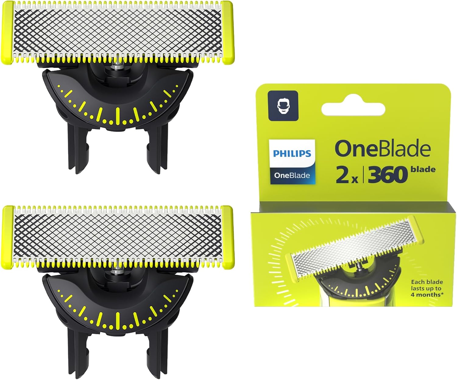 Philips OneBlade 360 Ersatzklingen QP420/60 – 2er - Pack, passend für alle OneBlade & OneBlade Pro Modelle, langlebige Originalklingen - SmartRasur