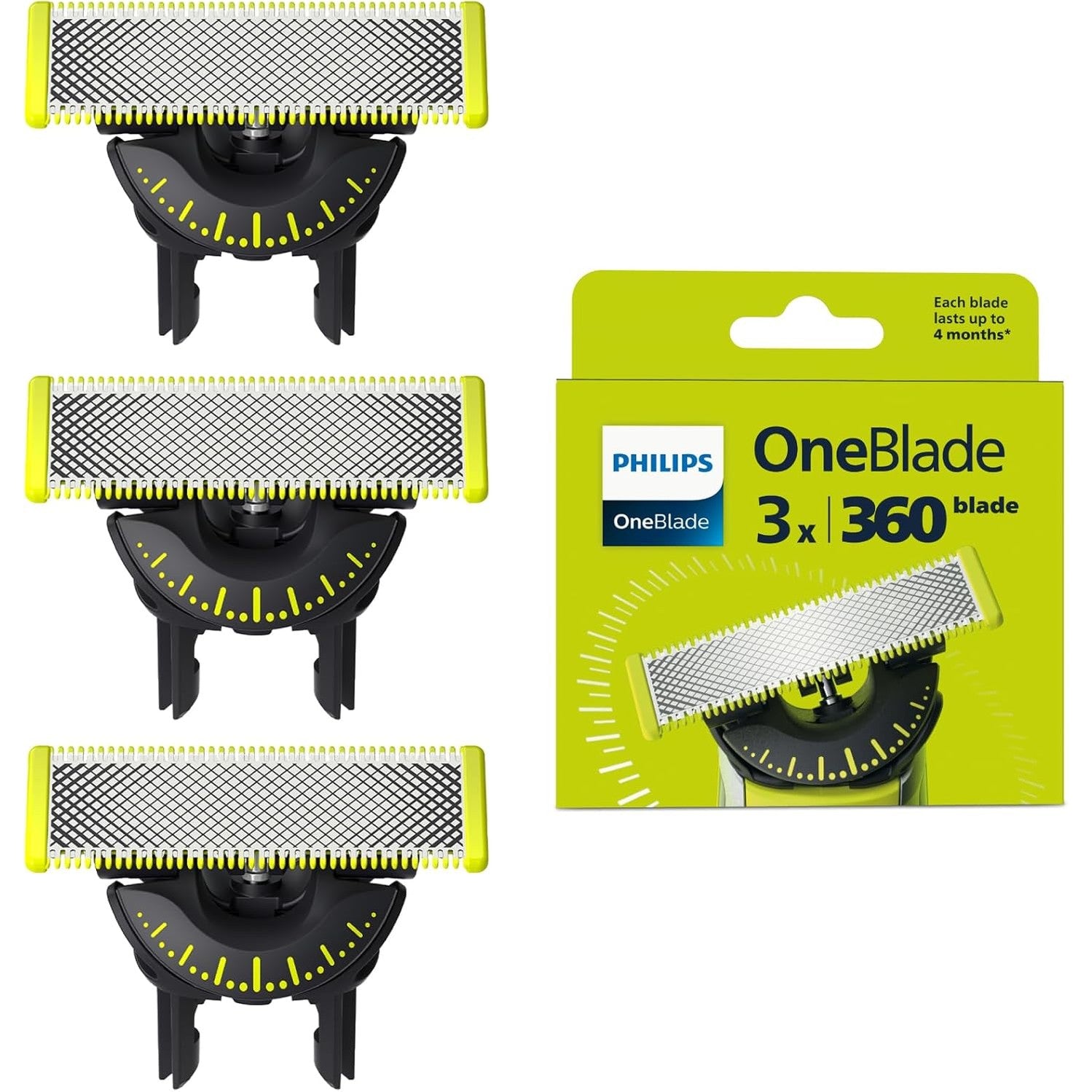 Philips OneBlade 360 Ersatzklingen QP430/60 – 3er - Pack, passend für alle OneBlade & OneBlade Pro Modelle, langlebige Originalklingen - SmartRasur