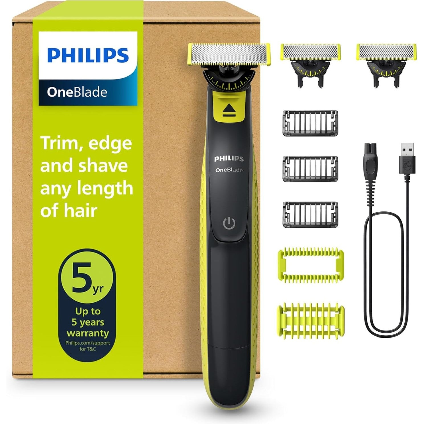 Philips OneBlade 360 Face & Body QP2824/31 – Elektrorasierer, Trimmer & Bodygroomer Herren, 3 Klingen, Aufsätze, Nass - & Trockenrasur - SmartRasur