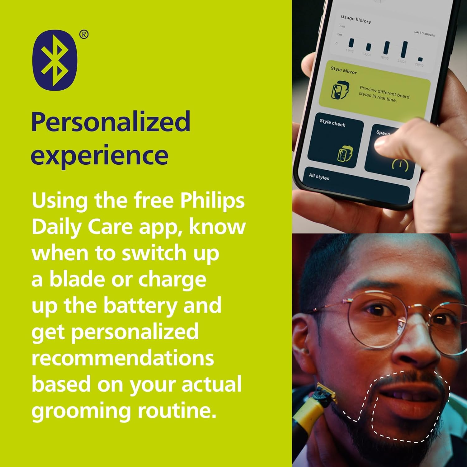Philips OneBlade 360 Face & Body QP4631/30 – Rasierer, Trimmer & Bodygroomer Herren, 2 Klingen, 5 - in - 1 Trimmaufsatz, Körper - Kit, App - Anbindung - SmartRasur