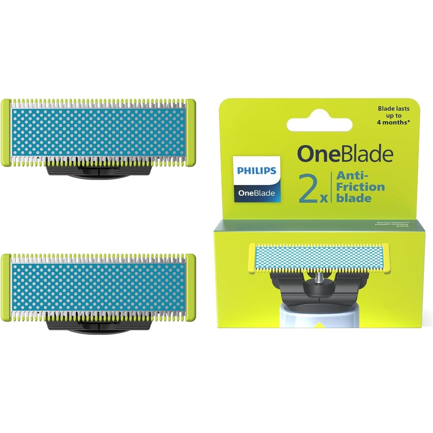 Philips OneBlade First Shave Klingen 2er - Pack – Original Ersatz für OneBlade & Pro, sanft zur Haut, ideal bei empfindlicher Haut - SmartRasur