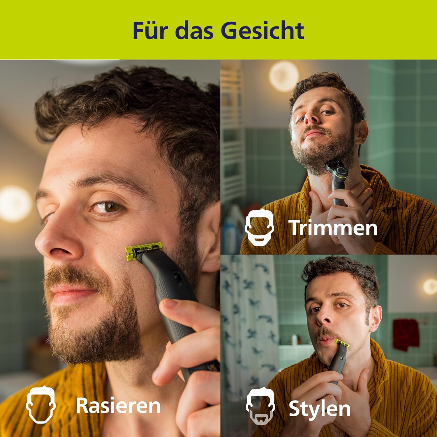 Philips OneBlade Pro 360 Face & Body QP6652/35 – Elektrorasierer, Trimmer & Bodygroomer Herren, 20 Längeneinstellungen, 2 Klingen, Ladestation - SmartRasur