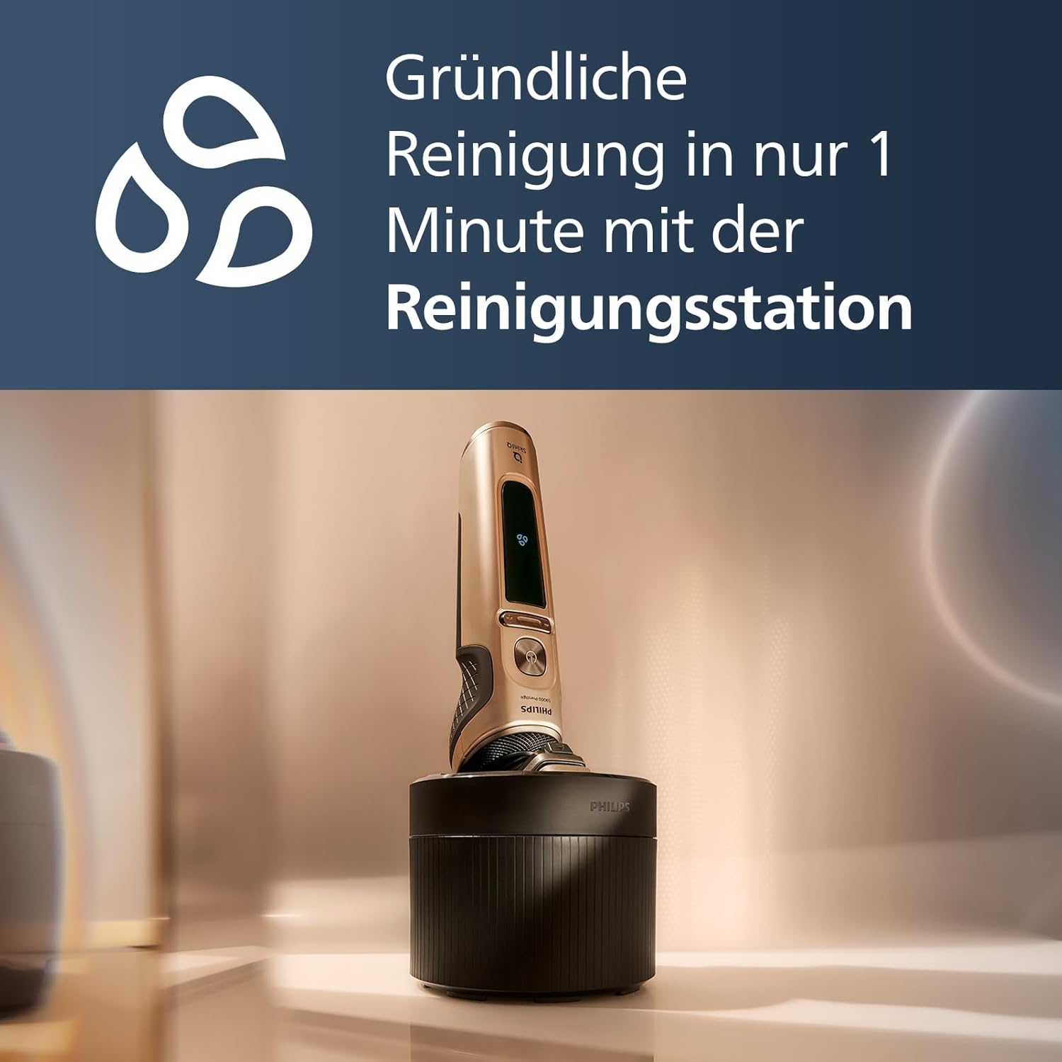 Philips Shaver S9000 Prestige SP9841/32 – Elektrischer Nass - & Trockenrasierer, SkinIQ, Lift & Cut System, Trimmer, Reinigungsstation, Reiseetui - SmartRasur