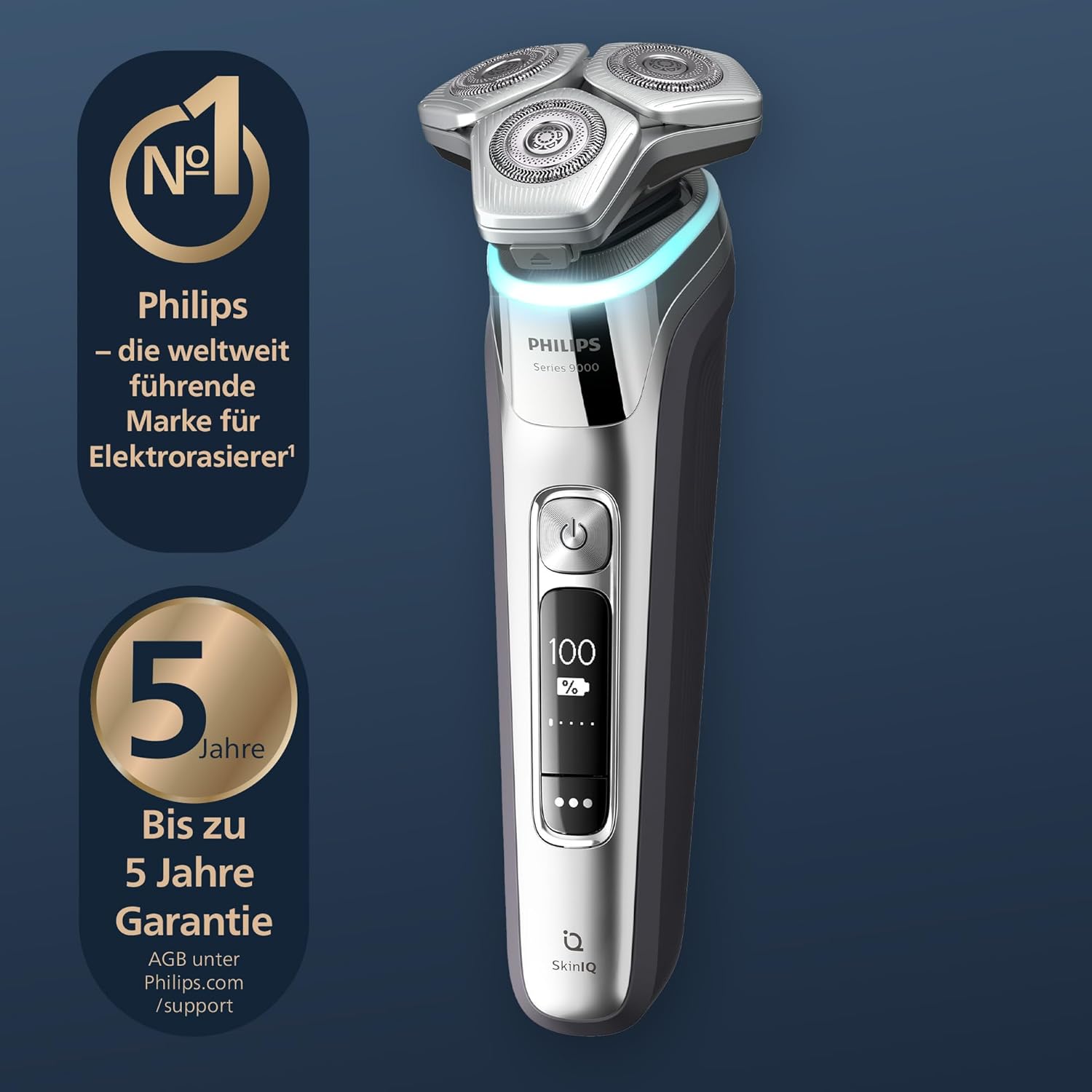 Philips Shaver S9000 S9975/54 – Elektrischer Nass - & Trockenrasierer, Lift & Cut, SkinIQ, Trimmer, Reinigungsstation, Ladestation & Reiseetui - SmartRasur