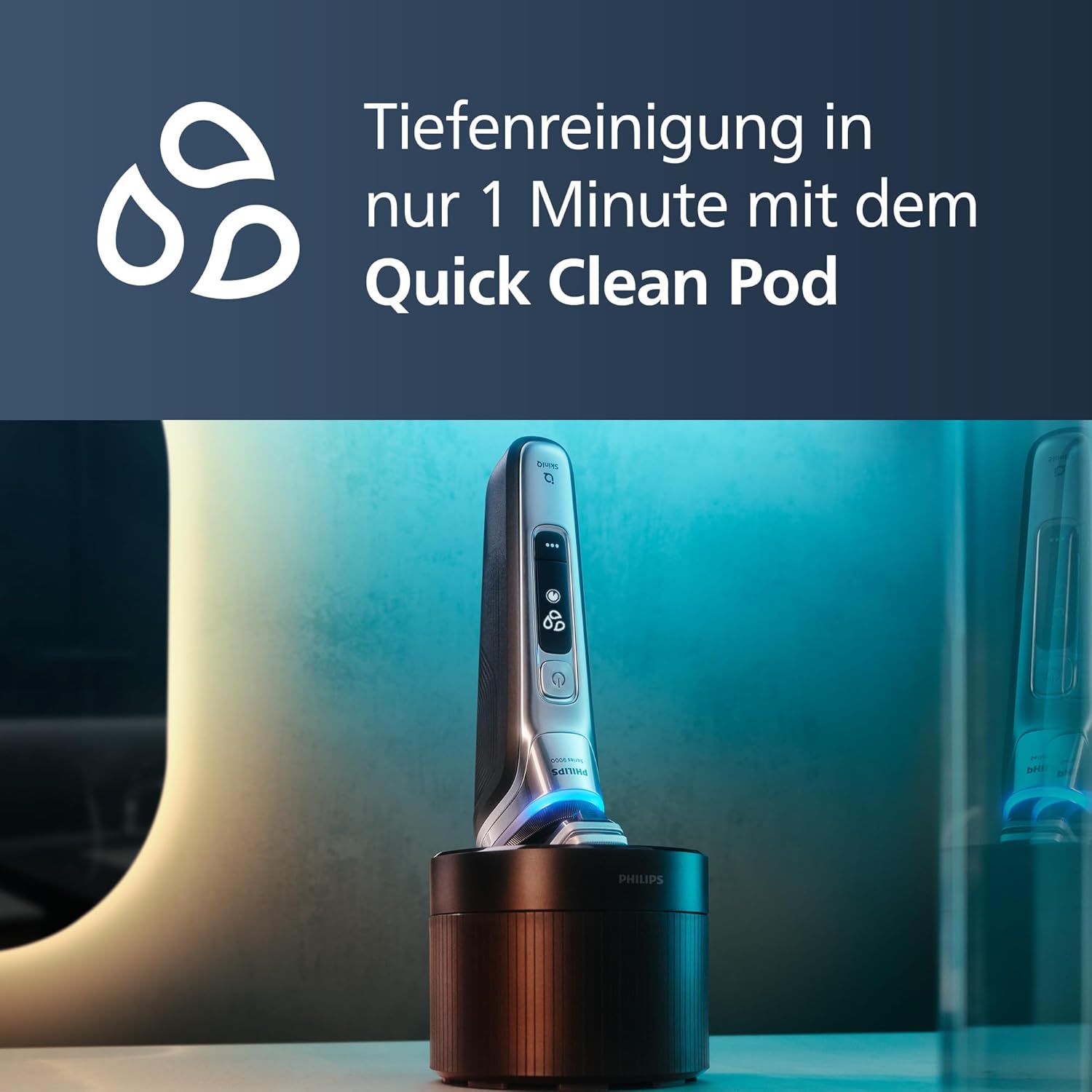 Philips Shaver S9000 S9975/54 – Elektrischer Nass - & Trockenrasierer, Lift & Cut, SkinIQ, Trimmer, Reinigungsstation, Ladestation & Reiseetui - SmartRasur