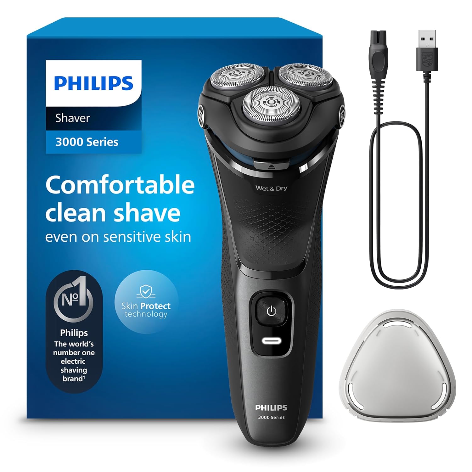 Philips Shaver Series 3000 S3145/00 – Elektrorasierer Herren Nass & Trocken, SkinProtect, PowerCut - Klingen, 5D - Scherkopf, Barttrimmer, Anthrazit - SmartRasur