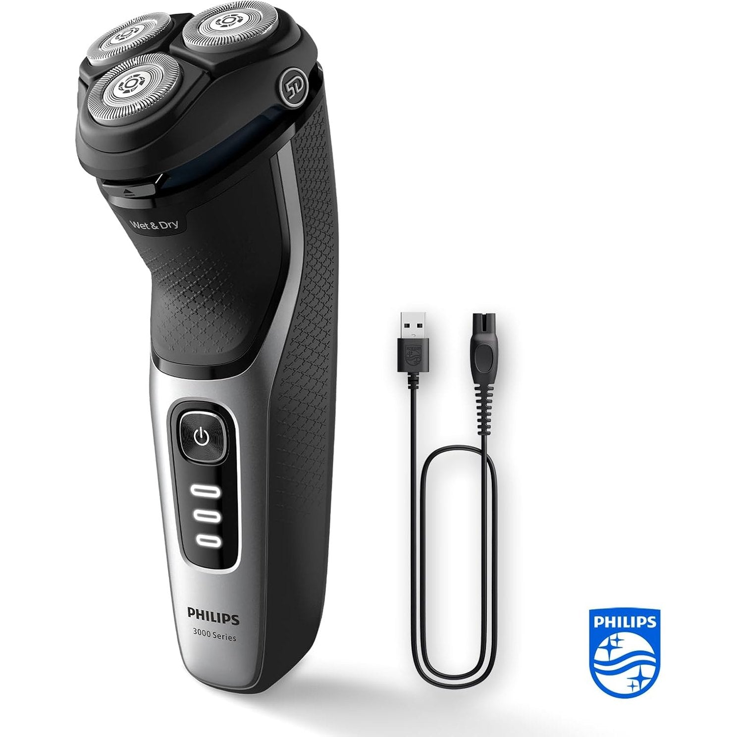 Philips Shaver Series 3000 S3241/12 – Elektrorasierer Herren Nass & Trocken, SkinProtect, PowerCut - Klingen, 5D - Scherkopf, Barttrimmer, Schwarz - SmartRasur