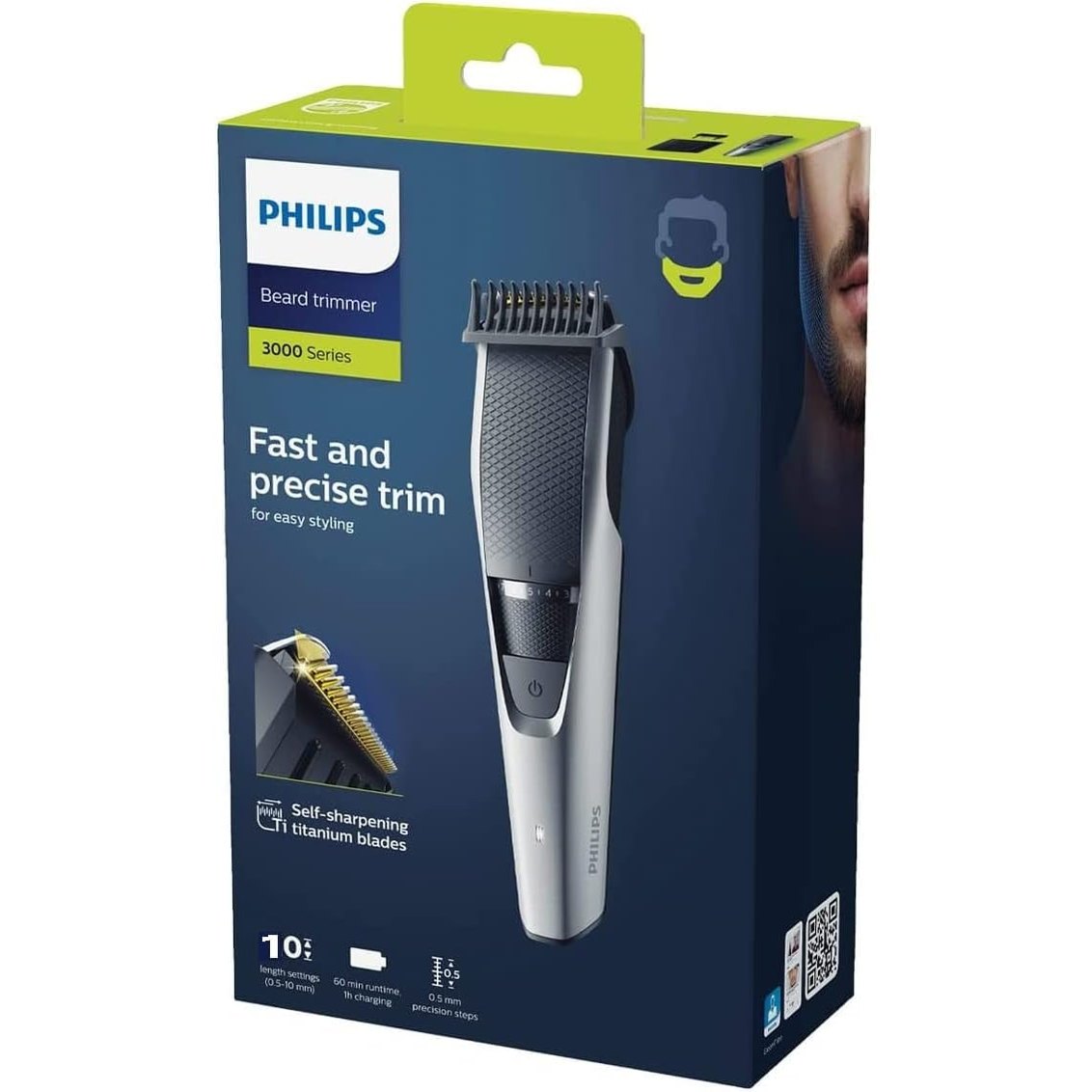 Philips Bart - & Haarschneider Series 3000 BT3206/13 – Herren Barttrimmer, Lift & Trim System, 10 Längeneinstellungen, 45 Min. Laufzeit - SmartRasur