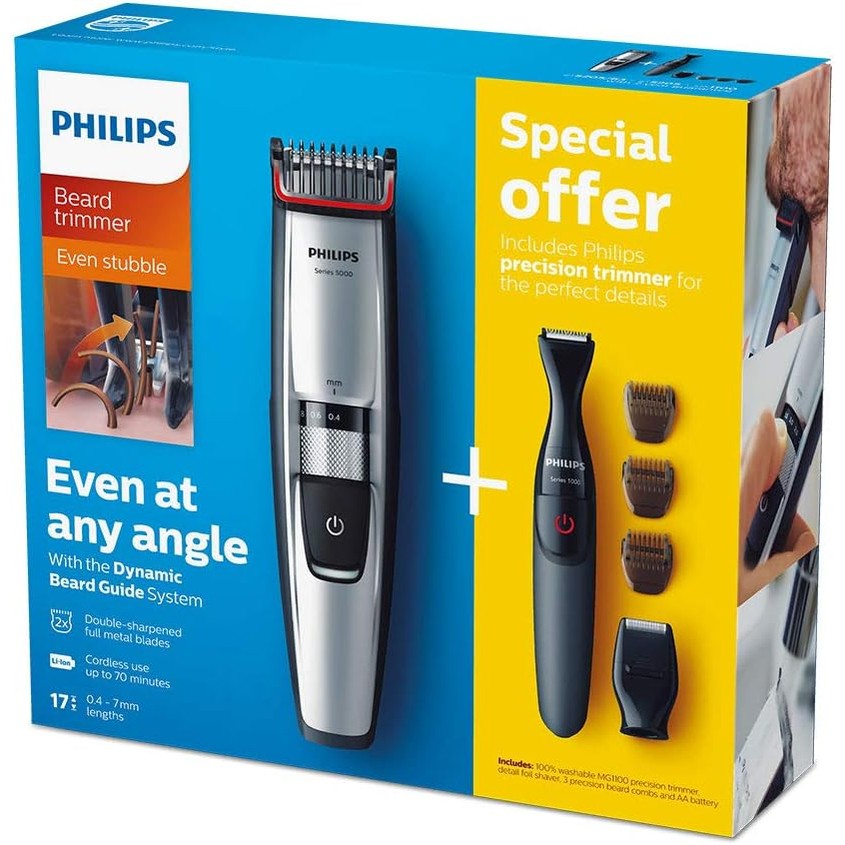 Philips Bart - & Stubble Trimmer BT5205/83 – Serie 5000 Herren Bartschneider mit 17 Längeneinstellungen & Präzisionstrimmer - SmartRasur