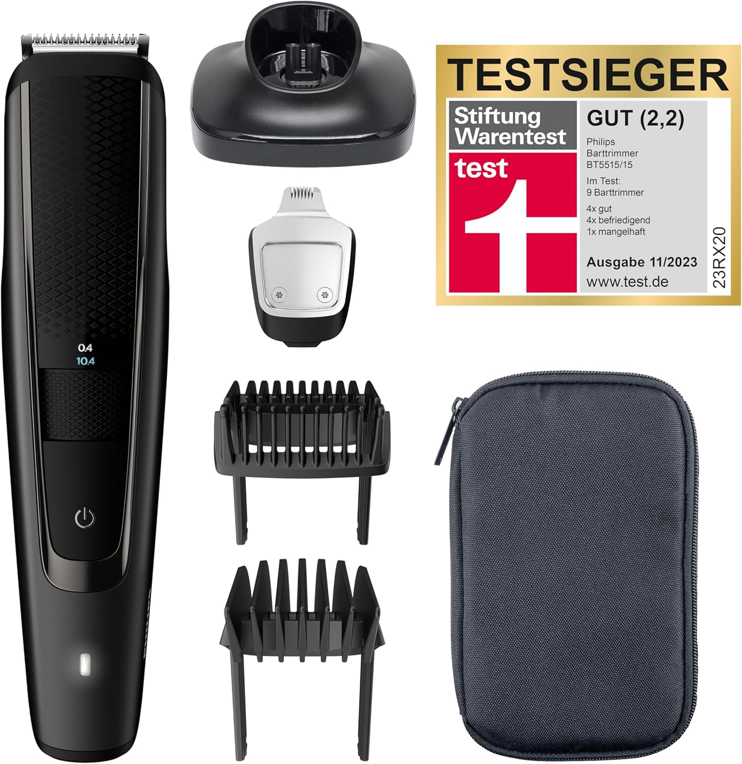 Philips Barttrimmer BT5515/15 – Bartschneider Herren, 40 Längeneinstellungen, Lift & Trim Pro System, 90 Min. Laufzeit, Testsieger - SmartRasur