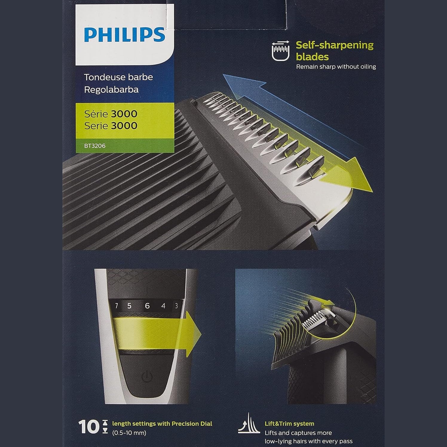 Philips Barttrimmer Series 3000 BT3206/14 – Herren Bartschneider, Lift & Trim System, 10 Längeneinstellungen, Edelstahlklingen - SmartRasur