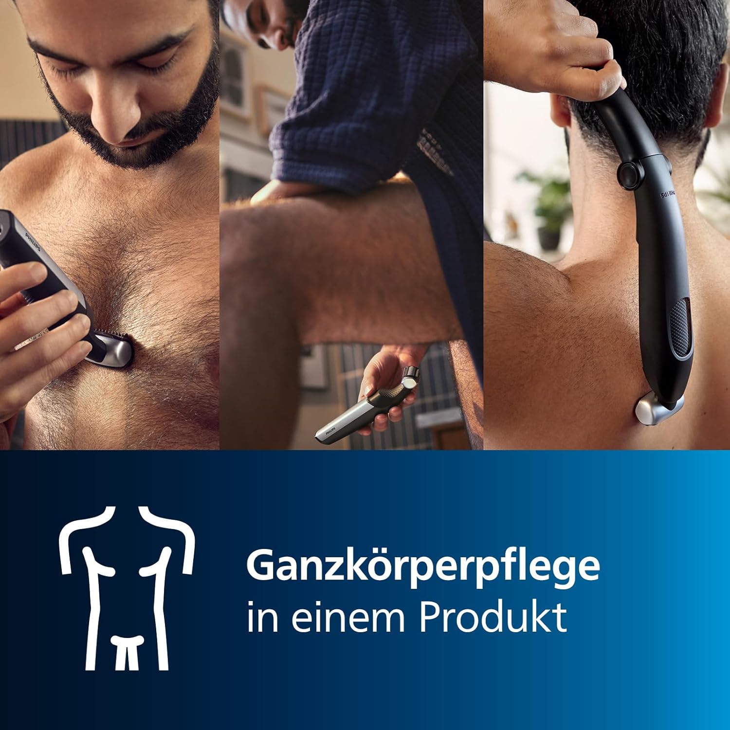 Philips Bodygroom Series 5000 BG5021/16 – Körperrasierer Herren, Intimrasierer & Trimmer, wasserdicht, Rückenaufsatz, 60 Min. Laufzeit - SmartRasur