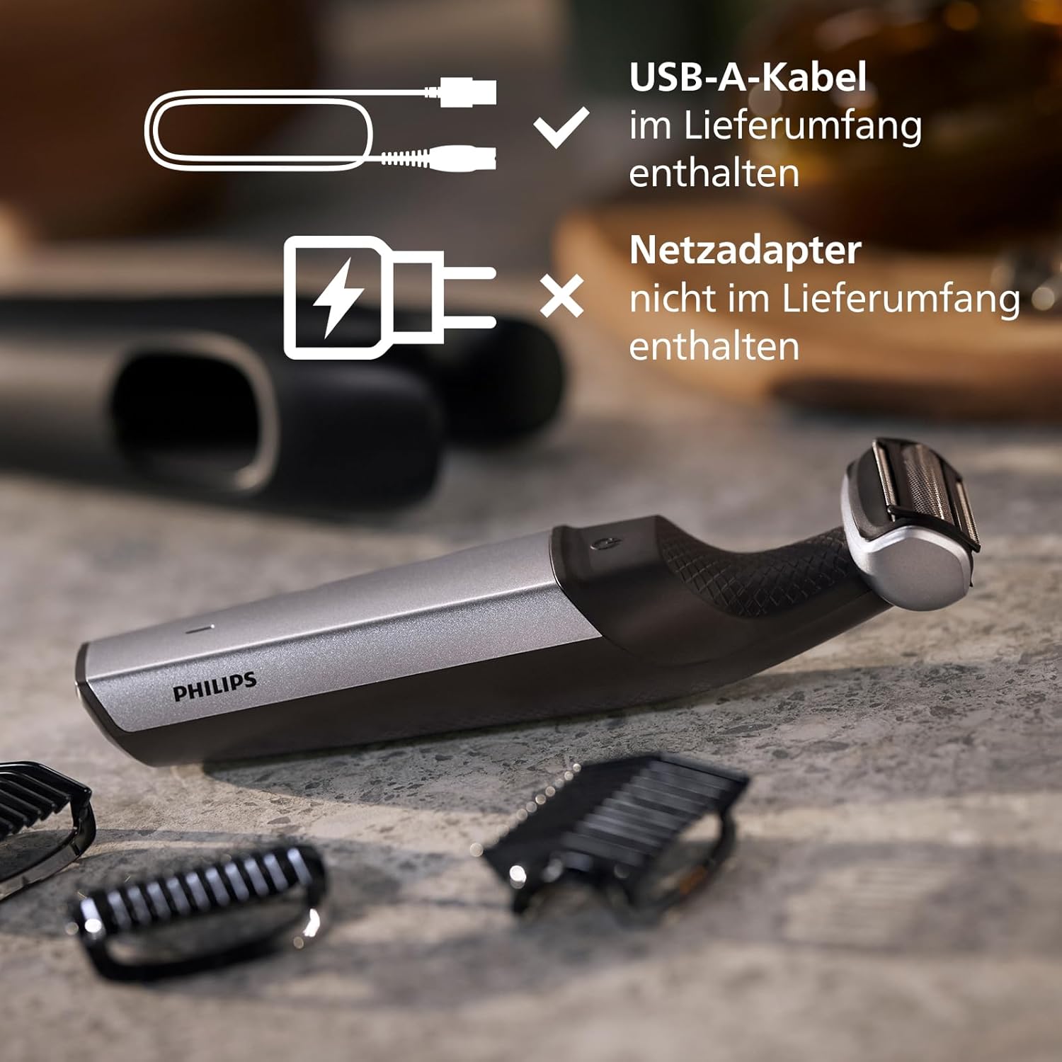 Philips Bodygroom Series 5000 BG5021/16 – Körperrasierer Herren, Intimrasierer & Trimmer, wasserdicht, Rückenaufsatz, 60 Min. Laufzeit - SmartRasur