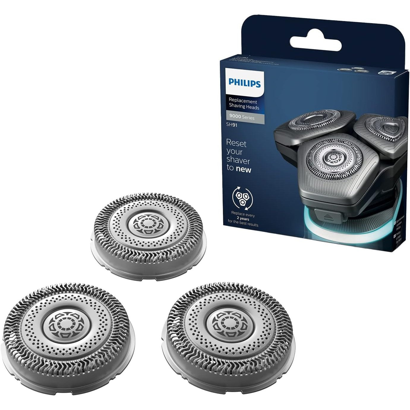 Philips Ersatzscherkopf SH91/50 – kompatibel mit Series 9000 & 9000 Prestige Rasierer, 3 Dual SteelPrecision Klingen - SmartRasur