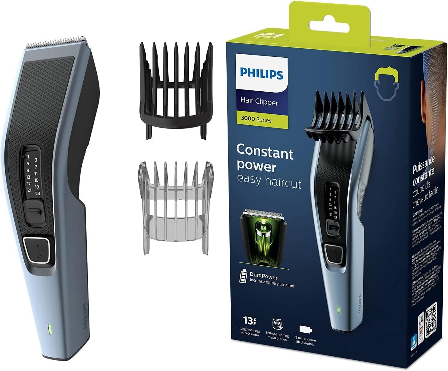 Philips Hair Clipper Series 3000 HC3530/15 – Haarschneider Herren, Trim - n - Flow Technologie, DualCut - Klingen, 75 Min. Laufzeit - SmartRasur