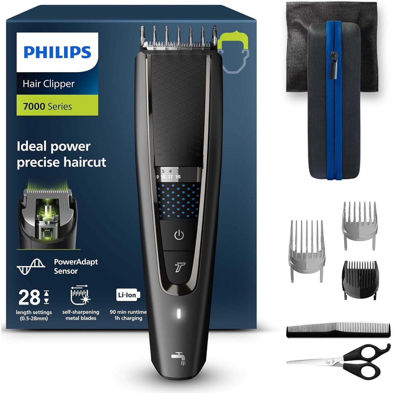 Philips Hair Clipper Series 7000 HC7650/15 – Haarschneider Herren, Trim - n - Flow Pro, DualCut, 28 Längeneinstellungen, 90 Min. Laufzeit - SmartRasur