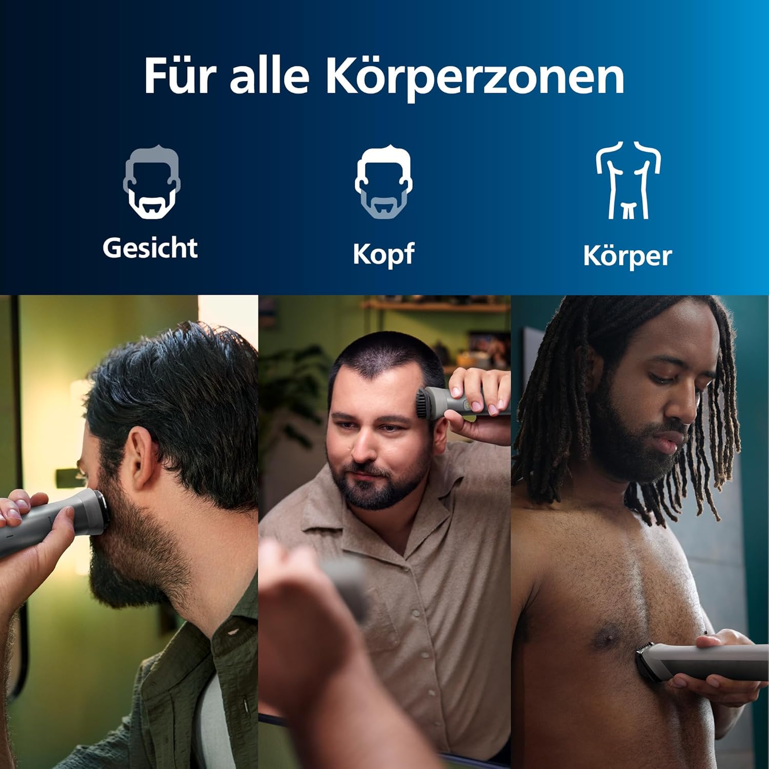 Philips Multigroom Series 5000 MG5950/15 – 12 - in - 1 Trimmer Herren, Bart - & Haarschneider, 14 Längeneinstellungen, 120 Min. Akku - SmartRasur