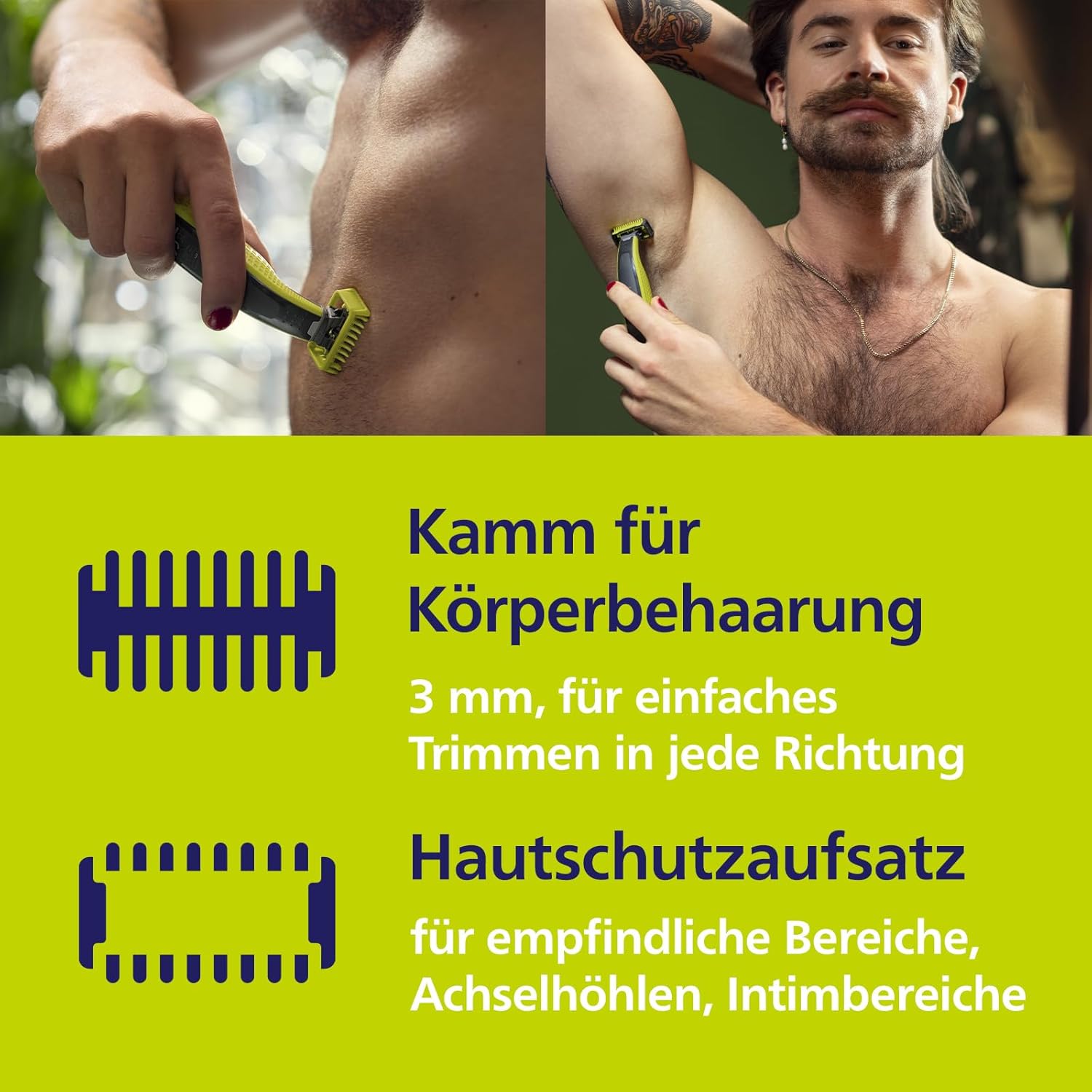 Philips OneBlade 360 Ersatzklingen QP624/50 – 2x Original - Klingen für OneBlade & Pro, inkl. Body - Kit mit Hautschutz & Kammaufsatz - SmartRasur