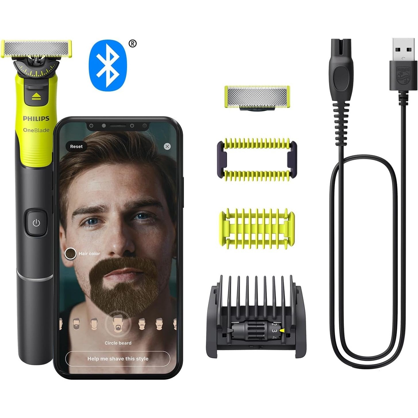 Philips OneBlade 360 Face & Body QP4631/30 – Rasierer, Trimmer & Bodygroomer Herren, 2 Klingen, 5 - in - 1 Trimmaufsatz, Körper - Kit, App - Anbindung - SmartRasur