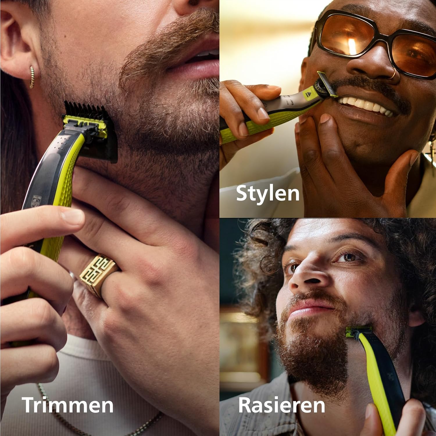 Philips OneBlade 360 Face QP2734/30 – Elektrorasierer & Trimmer Herren, 2 Klingen, 5 - in - 1 - Trimmaufsatz, Nass - & Trockenrasur, USB - Akku - SmartRasur