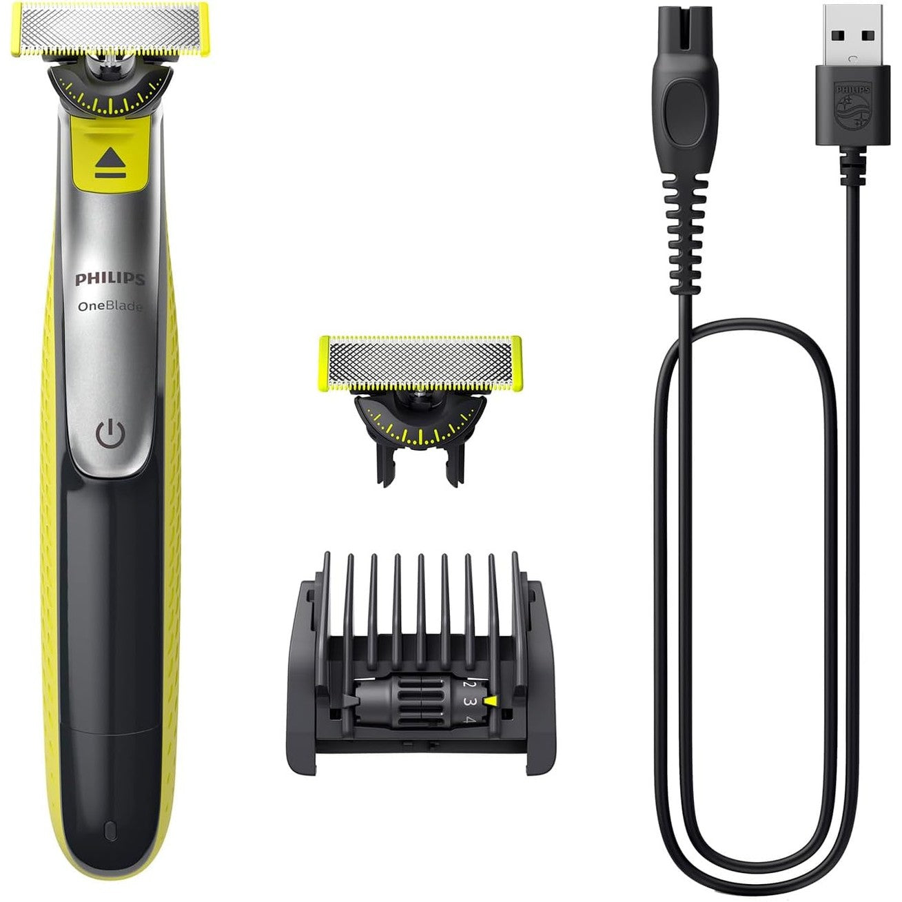Philips OneBlade 360 Face QP2734/30 – Elektrorasierer & Trimmer Herren, 2 Klingen, 5 - in - 1 - Trimmaufsatz, Nass - & Trockenrasur, USB - Akku - SmartRasur