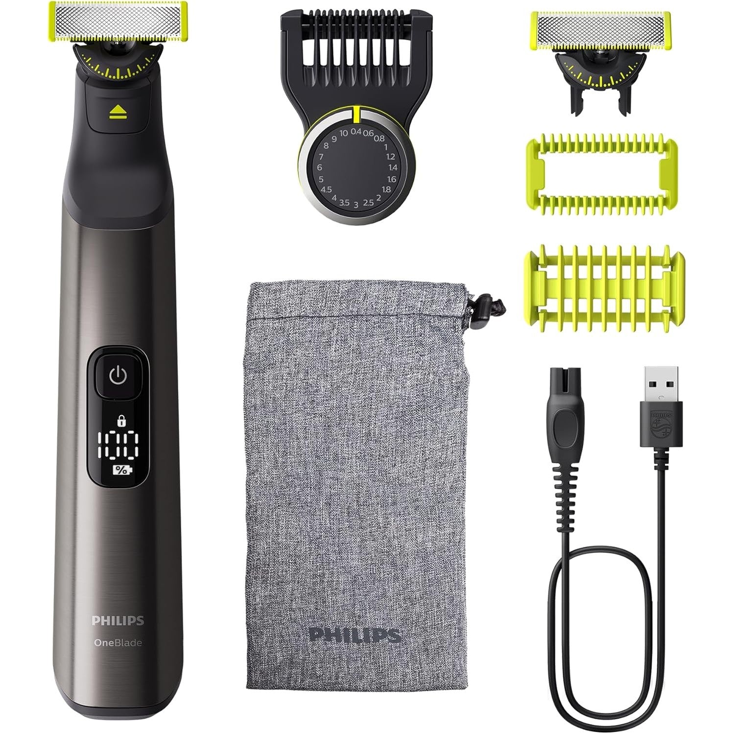 Philips OneBlade Pro 360 Face & Body QP6552/30 – Elektrorasierer, Trimmer & Bodygroomer Herren, 2 Klingen, 20 Längeneinstellungen, Reisetasche - SmartRasur