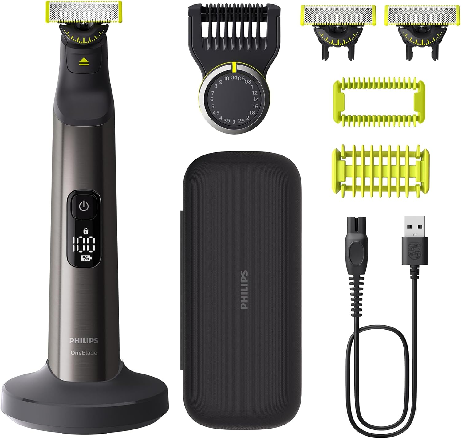 Philips OneBlade Pro 360 Face & Body QP6652/35 – Elektrorasierer, Trimmer & Bodygroomer Herren, 20 Längeneinstellungen, 2 Klingen, Ladestation - SmartRasur