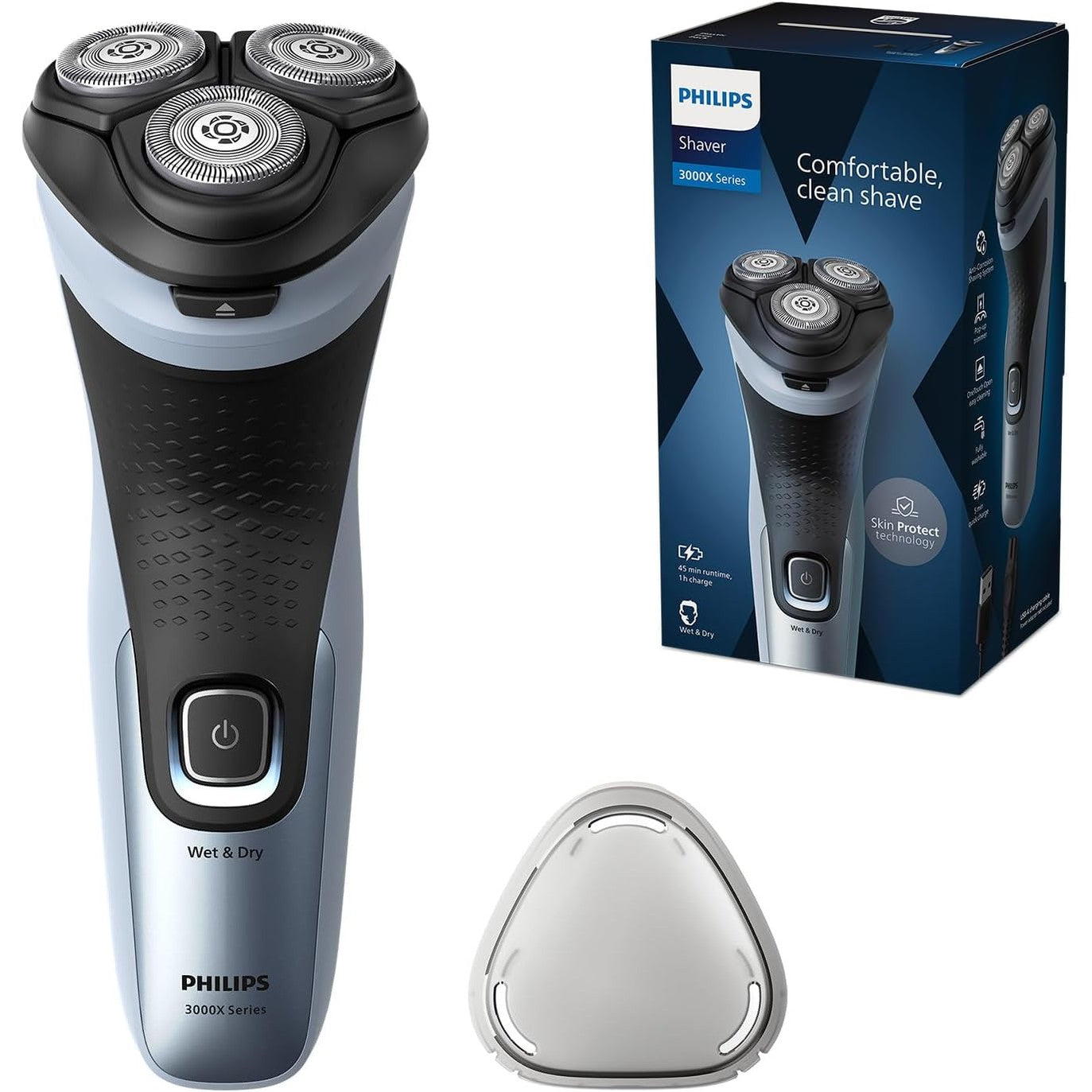 Philips Shaver Series 3000X X3053/00 – Elektrorasierer Herren, Nass - & Trockenrasur, SkinProtect - Technologie, Barttrimmer, 40 Min. Akku - SmartRasur