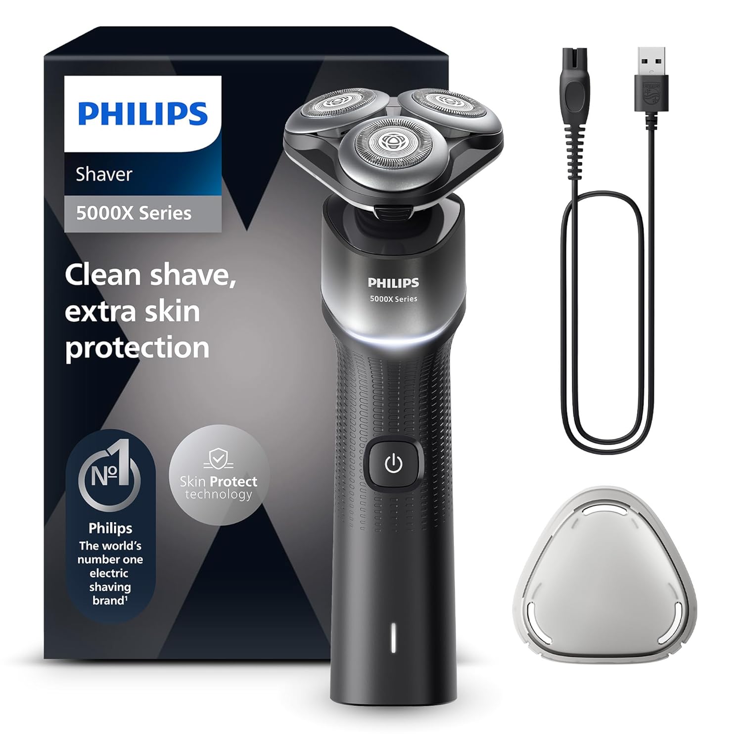 Philips Shaver Series 5000X X5004/00 – Elektrorasierer Herren Nass & Trocken, Skin Protect, ComfortCut - Klingen, 360° - Scherkopf, Silber - SmartRasur