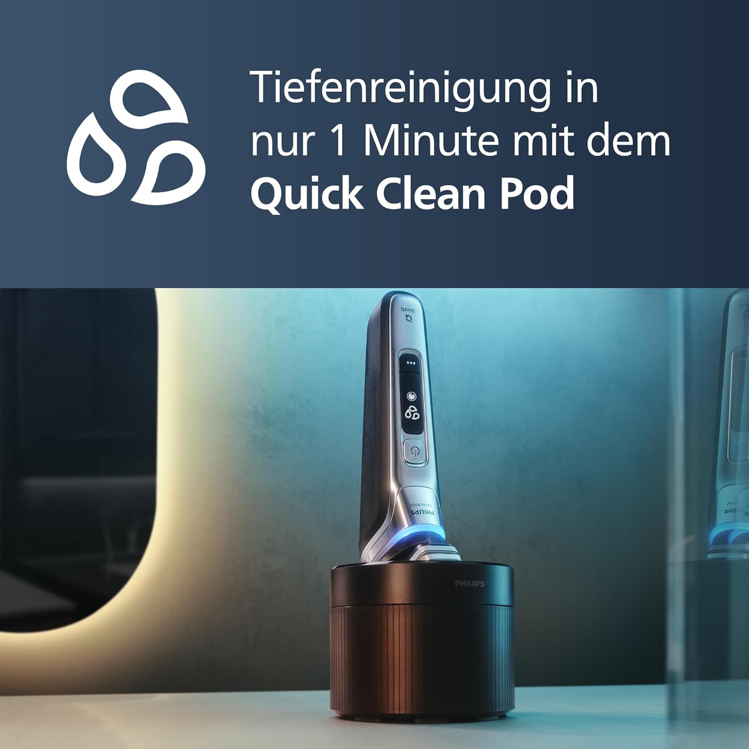 Philips Shaver Series 9000 S9974/55 – Elektrorasierer Herren Nass & Trocken, Lift & Cut, SkinIQ, Pressure Guard, Trimmer, Reinigungsstation - SmartRasur